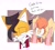 Size: 2048x1862 | Tagged: safe, artist:luckyclau, cream the rabbit, miles "tails" prower, miles (anti-mobius), abstract background, annoyed, bust, cream x tails, dialogue, duo, english text, female, lidded eyes, looking at them, looking away, looking offscreen, male, outline, shipping, shipping denied, speech bubble, standing, straight, white outline