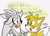 Size: 750x544 | Tagged: artist needed, safe, miles "tails" prower, silver the hedgehog, fox, hedgehog, blue eyes, blushing, dialogue, gay, grey fur, shipping, silvails, text, white background, white fur, yellow eyes, yellow fur
