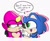 Size: 4000x3248 | Tagged: safe, artist:allmightymighty, espio the chameleon, sonic the hedgehog, 2019, blushing, bust, chibi, cute, dialogue, duo, english text, espibetes, gay, heart, looking at them, looking away, shipping, simple background, sonabetes, sonespio, speech bubble, white background