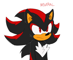 Size: 1944x1604 | Tagged: safe, artist:bongwater777, shadow the hedgehog, 2020, ear fluff, english text, frown, looking offscreen, male, simple background, solo, standing, white background