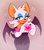 Size: 1300x1484 | Tagged: safe, artist:bongwater777, rouge the bat, 2020, abstract background, female, heart, heart hands, looking at viewer, mouth open, one fang, smile, smiling at viewer, solo, standing, wink, winking at viewer
