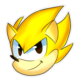 Size: 2255x2255 | Tagged: safe, artist:metr0nix727, sonic the hedgehog, super sonic, 2020, alternate eye color, brown eyes, head only, looking at viewer, male, outline, simple background, smile, solo, solo male, super form, transparent background
