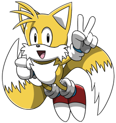 Size: 640x680 | Tagged: safe, artist:vgafanatic, miles "tails" prower, 2011, classic tails, clenched fist, flying, looking at viewer, mouth open, simple background, smile, solo, sonic generations, spinning tails, transparent background, v sign