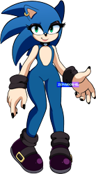 Size: 514x931 | Tagged: safe, artist:zephyros-el, sonic the hedgehog, 2019, choker, earring, eyelashes, eyeshadow, femboy, goth, goth sonic, looking at viewer, male, painted fingernails, purple shoes, simple background, smile, solo, transparent background