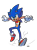 Size: 1024x1366 | Tagged: safe, artist:surlifen, sonic the hedgehog, 2019, arms out, binder, clenched teeth, dust clouds, looking offscreen, male, mid-air, simple background, smile, solo, solo male, trans boy sonic, trans male, transgender, transparent background