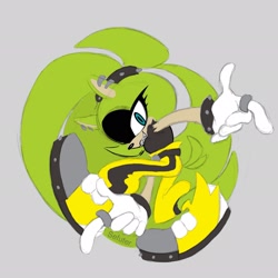Size: 2048x2048 | Tagged: safe, artist:sefuter, surge the tenrec, sonic adventure, clenched teeth, female, grey background, looking at viewer, posing, simple background, smile, solo, solo female