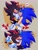Size: 1536x2048 | Tagged: safe, artist:onlyastraa, shadow the hedgehog, sonic the hedgehog, hedgehog, 2022, abstract background, blushing, blushing ears, duality, duo, duo male, eyes closed, frown, gay, heart, holding hands, holding them, kiss, licking lips, lidded eyes, looking at each other, male, shadow x sonic, shipping, smile, standing, sweatdrop, tongue out, wagging tail