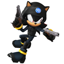 Size: 2500x2500 | Tagged: safe, artist:nibroc-rock, shadow the hedgehog, 2020, 3d, frown, g.u.n logo, gun, looking offscreen, simple background, solo, transparent background