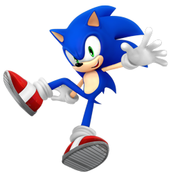 Size: 2500x2500 | Tagged: safe, artist:nibroc-rock, sonic the hedgehog, 2018, 3d, looking at viewer, modern sonic, mouth open, posing, simple background, smile, solo, transparent background