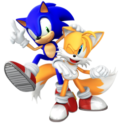 Size: 2500x2500 | Tagged: safe, artist:nibroc-rock, miles "tails" prower, sonic the hedgehog, 2021, 3d, duo, hand on another's head, looking at each other, modern sonic, modern tails, mouth open, one eye closed, pointing, smile