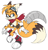 Size: 916x953 | Tagged: safe, artist:shadails, miles "tails" prower, aged up, belt, brown tipped ears, colored ears, colored tail, goggles, goggles on head, headcanon, lidded eyes, looking offscreen, mid-air, no pupils, older, older tails, prosthetic, simple background, smile, solo, white background
