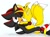 Size: 1860x1362 | Tagged: safe, artist:fakerface, miles "tails" prower, shadow the hedgehog, duo, eyes closed, french kiss, gay, hand on another's butt, kiss, lying back, lying on them, mouth open, shadow (lighting), shadow x tails, shipping, simple background, tongue out, white background