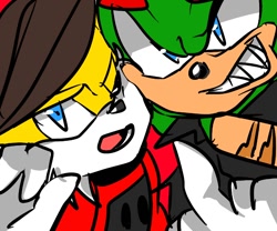 Size: 720x600 | Tagged: safe, artist:peachthehedgehog, miles (anti-mobius), scourge the hedgehog, clenched teeth, duo, gay, looking at camera, mouth open, one eye closed, scouriles, selfie, shipping, smile