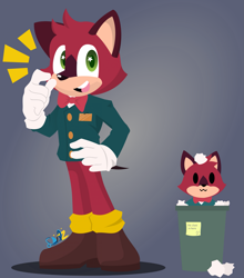 Size: 1801x2046 | Tagged: safe, artist:cysailz, barry the quokka, the murder of sonic the hedgehog, 2023, :3, barrybetes, cute, gradient background, hand on hip, looking offscreen, mouth open, no outlines, smile, solo, standing, trash can