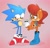 Size: 1525x1475 | Tagged: safe, artist:risziarts, sally acorn, sonic the hedgehog, blushing, duo, shipping, sonally