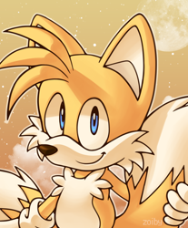 Size: 1200x1452 | Tagged: safe, artist:zoiby, miles "tails" prower, abstract background, holding tail, looking at viewer, outline, signature, smile, solo, standing