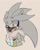 Size: 1069x1325 | Tagged: safe, artist:endlessapis, silver the hedgehog, arm fluff, beige background, bust, clenched teeth, hand on own chest, looking down, neck fluff, simple background, smile, solo, standing, top surgery scars, trans male, transgender, vitiligo