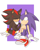 Size: 2480x3097 | Tagged: safe, artist:esbelle, shadow the hedgehog, sonic the hedgehog, 2019, abstract background, duo, gay, lidded eyes, looking at each other, male, males only, shadow x sonic, shipping, sitting, smile, sonadow week, treads