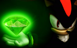 Size: 1920x1200 | Tagged: safe, artist:sonicthehedgehogbg, black doom, maria robotnik, shadow the hedgehog, hedgehog, human, 2014, 3d, alien, black background, chaos emerald, female, g.u.n. commander, glowing, group, holding something, looking at viewer, male, shadow the hedgehog (video game), simple background, solo focus, wallpaper