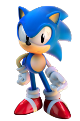Size: 2750x4163 | Tagged: safe, artist:fentonxd, sonic the hedgehog, 2013, 3d, classic sonic, looking at viewer, male, simple background, smile, solo, standing, transparent background