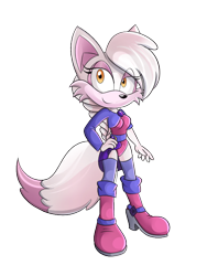 Size: 576x768 | Tagged: safe, artist:melodycler01, artist:melodyclerenes, 2017, barely sonic related, bigender, crossover, eye clipping through hair, five nights at freddy's, looking at viewer, mangle (fnaf), mobianified, simple background, smile, solo, standing, transparent background
