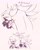 Size: 1524x1929 | Tagged: safe, artist:royalbootlace, espio the chameleon, silver the hedgehog, blushing, bust, dialogue, duo, english text, gay, hands on another's face, kiss, monochrome, shipping, silvio, simple background, surprised