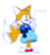 Size: 1080x1194 | Tagged: safe, artist:hats-off-to-you, miles "tails" prower, fox, bow, crossdressing, dialogue, dress, english text, freckles, gender nonconforming, looking at something, male, mouth open, one fang, signature, simple background, sketch, solo, standing, white background