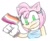 Size: 509x413 | Tagged: dead source, safe, artist:fuwuffy-bunno, amy rose, hedgehog, bust, facepaint, female, flag, holding something, lesbian, lesbian pride, pride, pride flag, simple background, sketch, smile, solo, trans female, trans pride, transgender, white background