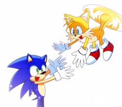 Size: 2048x1800 | Tagged: safe, artist:snt0skt, miles "tails" prower, sonic the hedgehog, duo, gay, imminent hugging, shipping, sonic x tails