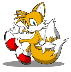 Size: 1449x1481 | Tagged: safe, artist:trungtranhaitrung, miles "tails" prower, looking at viewer, modern tails, shadow (lighting), simple background, smile, solo, transparent background