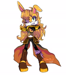 Size: 1801x2048 | Tagged: safe, artist:_kittelz98_, bunnie rabbot, crossover, rwby, solo, yang xiao long (rwby)