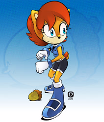 Size: 4001x4728 | Tagged: safe, artist:nigel dobbyn, sally acorn, fighting pose, ringblader outfit, solo