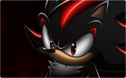Size: 1024x641 | Tagged: safe, artist:angrysonicgamer, shadow the hedgehog, 2011, frown, japanese text, looking ahead, signature, solo, standing