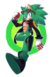 Size: 1661x2540 | Tagged: semi-grimdark, artist:pickleuwu, scourge the hedgehog, blood, blood stain, clenched fist, clenched teeth, looking at viewer, nosebleed, outline, signature, smile, solo