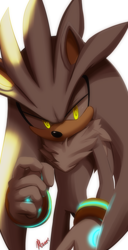 Size: 702x1367 | Tagged: safe, artist:myly14, silver the hedgehog, 2015, glowing eyes, lidded eyes, lineless, looking down, signature, simple background, solo, standing, white background