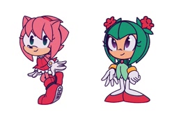 Size: 1057x705 | Tagged: safe, artist:lunnar-phantom2, amy rose, cosmo the seedrian, simple background