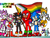 Size: 872x654 | Tagged: safe, artist:datuwuwaffle, amy rose, blaze the cat, knuckles the echidna, miles "tails" prower, shadow the hedgehog, sonic the hedgehog, chao, aro ace pride, aromantic pride, asexual pride, bisexual pride, english text, flag, flying, genderfluid pride, group, holding something, lesbian pride, looking at viewer, mlm pride, neutral chao, nonbinary pride, pansexual pride, pride, pride flag, progress pride, shadow (lighting), simple background, smile, spinning tails, standing, trans pride, wall of tags, white background