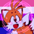 Size: 768x768 | Tagged: safe, artist:homophobic-sonic, miles "tails" prower, fox, edit, freckles, genderfluid, genderfluid pride, icon, looking up, male, mouth open, one fang, pride flag background, smile, solo, solo genderfluid