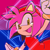 Size: 768x768 | Tagged: safe, artist:homophobic-sonic, amy rose, hedgehog, 2022, bisexual, bisexual pride, female, icon, looking at viewer, mouth open, pride flag background, smile, solo