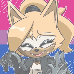 Size: 719x719 | Tagged: safe, artist:homophobic-sonic, whisper the wolf, wolf, bisexual, bisexual pride, edit, eyes closed, fangs, female, icon, mouth open, solo, standing