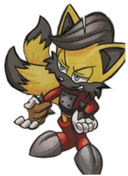 Size: 195x266 | Tagged: safe, artist:homophobic-sonic, miles (anti-mobius), fox, black fur, edit, looking offscreen, male, simple background, smile, solo, standing, transparent background