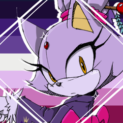 Size: 768x768 | Tagged: safe, artist:homophobic-sonic, blaze the cat, cat, edit, female, frown, icon, lesbian, lesbian pride, looking at viewer, moon lesbian pride, pride, pride flag background, solo