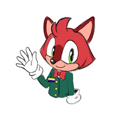 Size: 2000x2000 | Tagged: safe, artist:venusofchaos, barry the quokka, the murder of sonic the hedgehog, freckles, nonbinary, quokka, simple background, smile, solo, standing, waving, white background