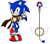 Size: 820x715 | Tagged: safe, artist:antyep, sonic the hedgehog, hedgehog, 2020, alternate universe, backpack, crossover, keyblade, kingdom hearts, looking at viewer, male, pointing, scarf, simple background, solo, standing, transparent background