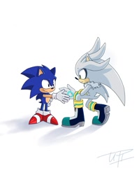 Size: 1080x1357 | Tagged: safe, artist:ira_theartist, silver the hedgehog, sonic the hedgehog, classic sonic