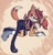 Size: 652x675 | Tagged: safe, artist:silverlover9, fiona fox, sally acorn, chipmunk, fox, 2015, all fours, bow, clenched teeth, duo, female, females only, hair bow, lesbian, pinning them, saliona, shipping, smile, wink