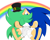 Size: 1000x800 | Tagged: safe, artist:faithydash, irish the hedgehog, sonic the hedgehog, hedgehog, 2020, base used, duo, eyes closed, gay, hat, holding hands, male, males only, rainbow, shipping, smile, sonirish, st.patrick's day, standing