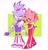 Size: 1843x1935 | Tagged: safe, artist:kai_sh1, amy rose, blaze the cat, cat, hedgehog, 2022, amy x blaze, amybetes, blazebetes, cute, eyes closed, female, females only, hand on shoulder, heart, lesbian, riders outfit, shipping