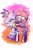Size: 1349x2048 | Tagged: safe, artist:ryan rudnick, artist:ryan_rudnick, amy rose, blaze the cat, cat, hedgehog, 2022, amy x blaze, amy's halterneck dress, blaze's tailcoat, cute, female, females only, holding hands, lesbian, looking at each other, shipping