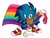 Size: 2000x1500 | Tagged: safe, artist:frostiios, sonic the hedgehog, hedgehog, 2023, colored quills, hand on ground, holding something, male, pride, pride flag, simple background, smile, solo, top surgery scars, trans male, transgender, white background